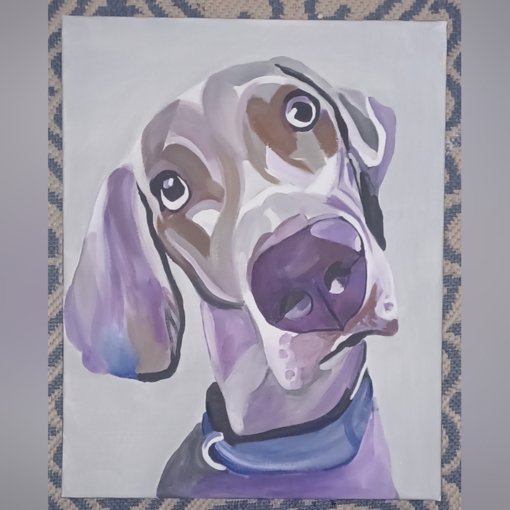 Original Acrylic Abstract Dog Portrait Canvas